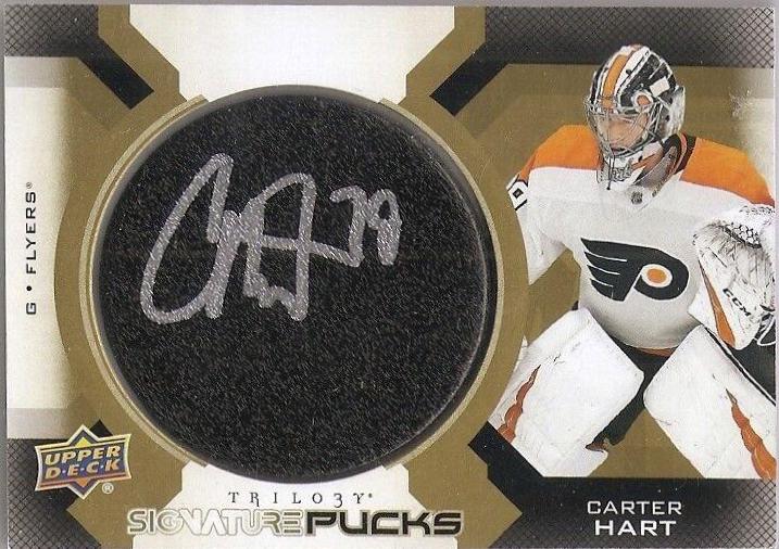 Carter Hart #SP-CH Hockey Cards 2019 Upper Deck Trilogy Signature Pucks