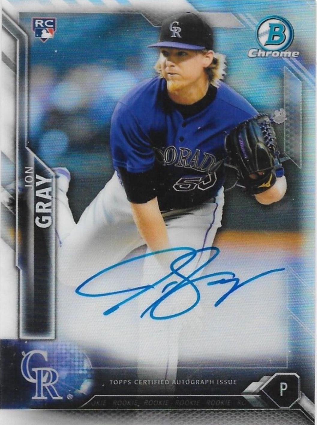 Jon Gray #CRA-JG Baseball Cards 2016 Bowman Chrome Rookie Autographs