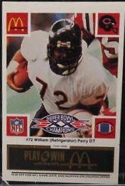 1986 McDonald's Bears William Perry [Black] #72 card