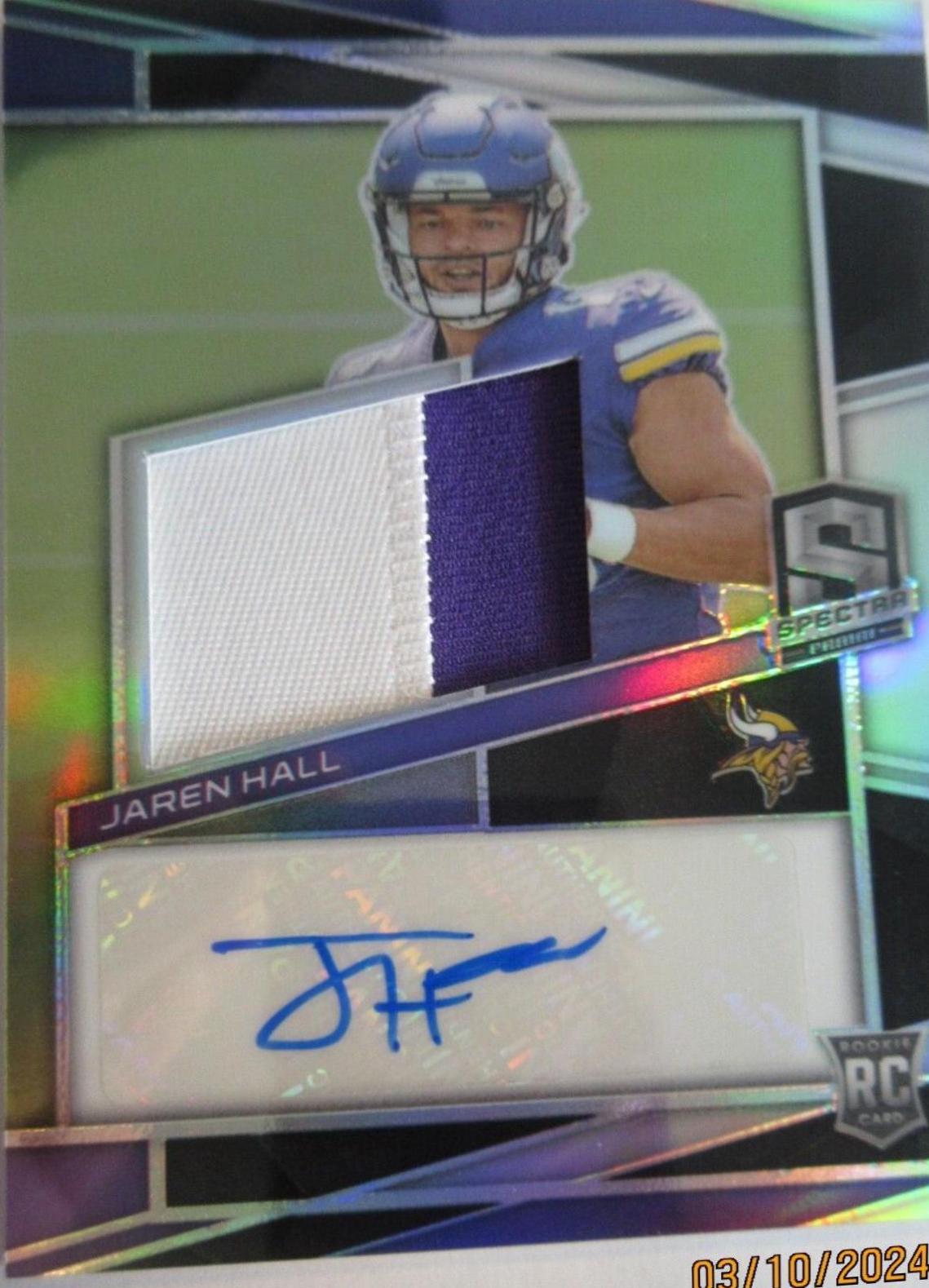 Jaren Hall #27 Football Cards 2023 Panini Spectra Rookie Autograph