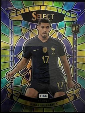 William Saliba #11 Soccer Cards 2022 Panini Select FIFA Stained Glass