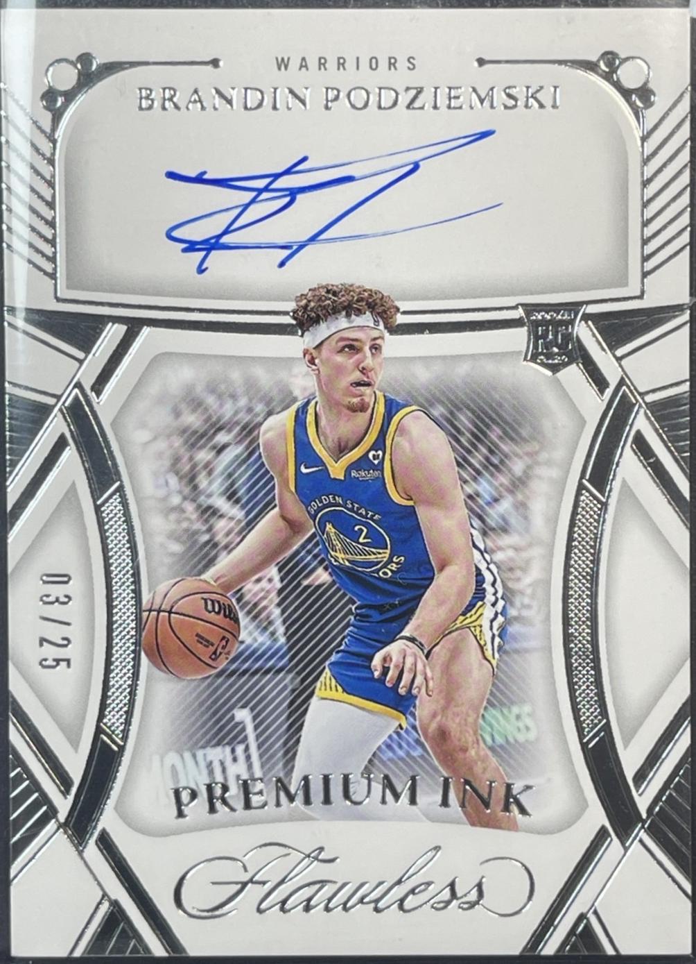 Brandin Podziemski #7 Basketball Cards 2023 Panini Flawless Rookie Autograph