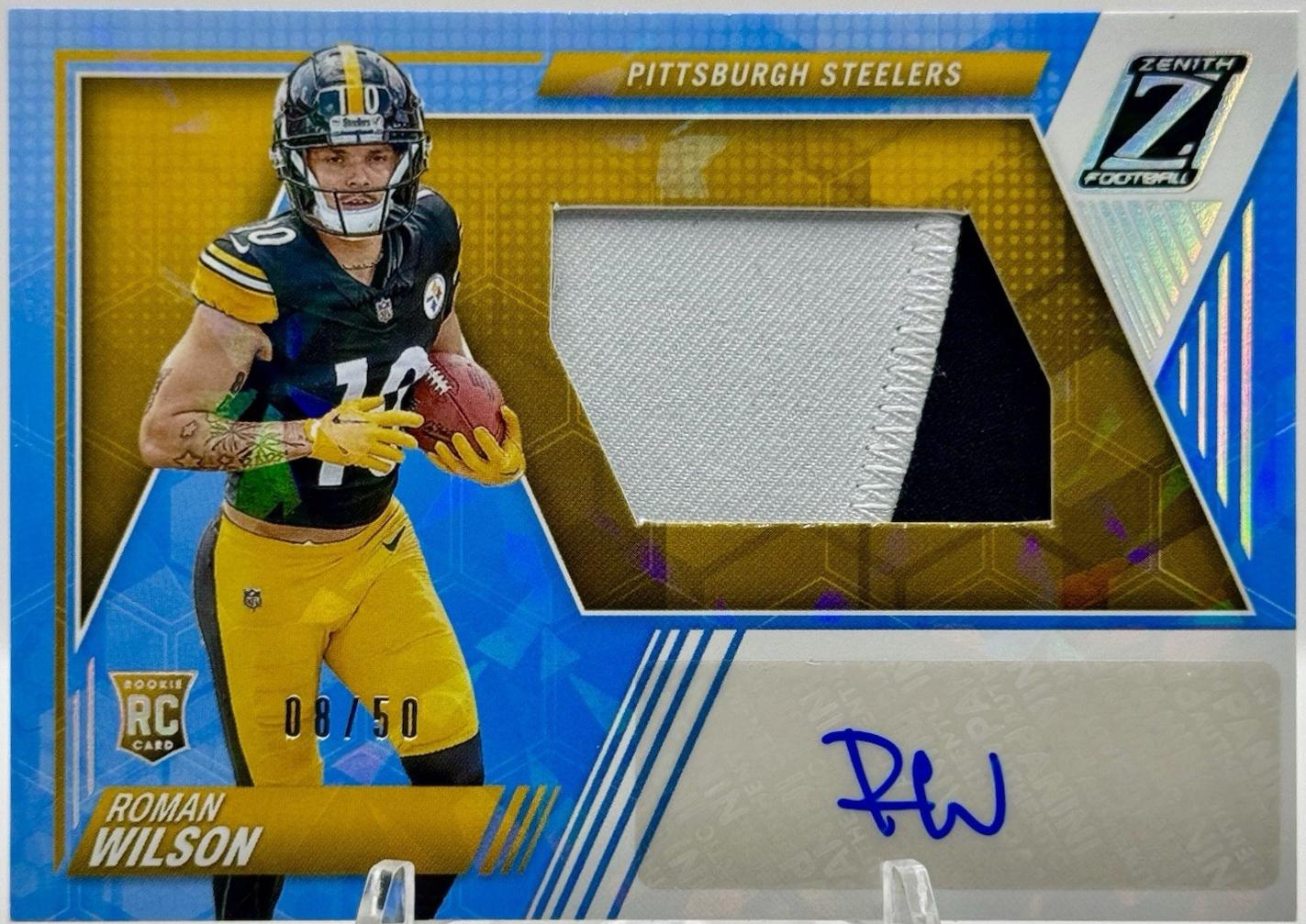 Roman Wilson #216 Football Cards 2024 Panini Zenith Rookie Patch Autographs Ice