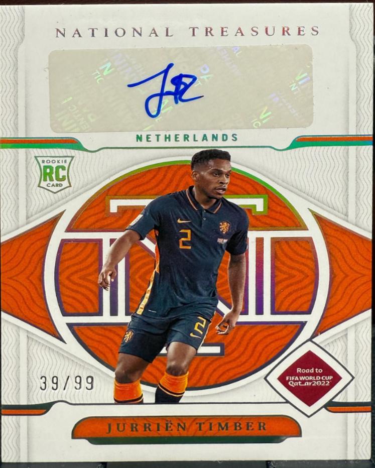 Jurrien Timber #S-JTB Soccer Cards 2022 Panini National Treasures FIFA Road to World Cup Signatures