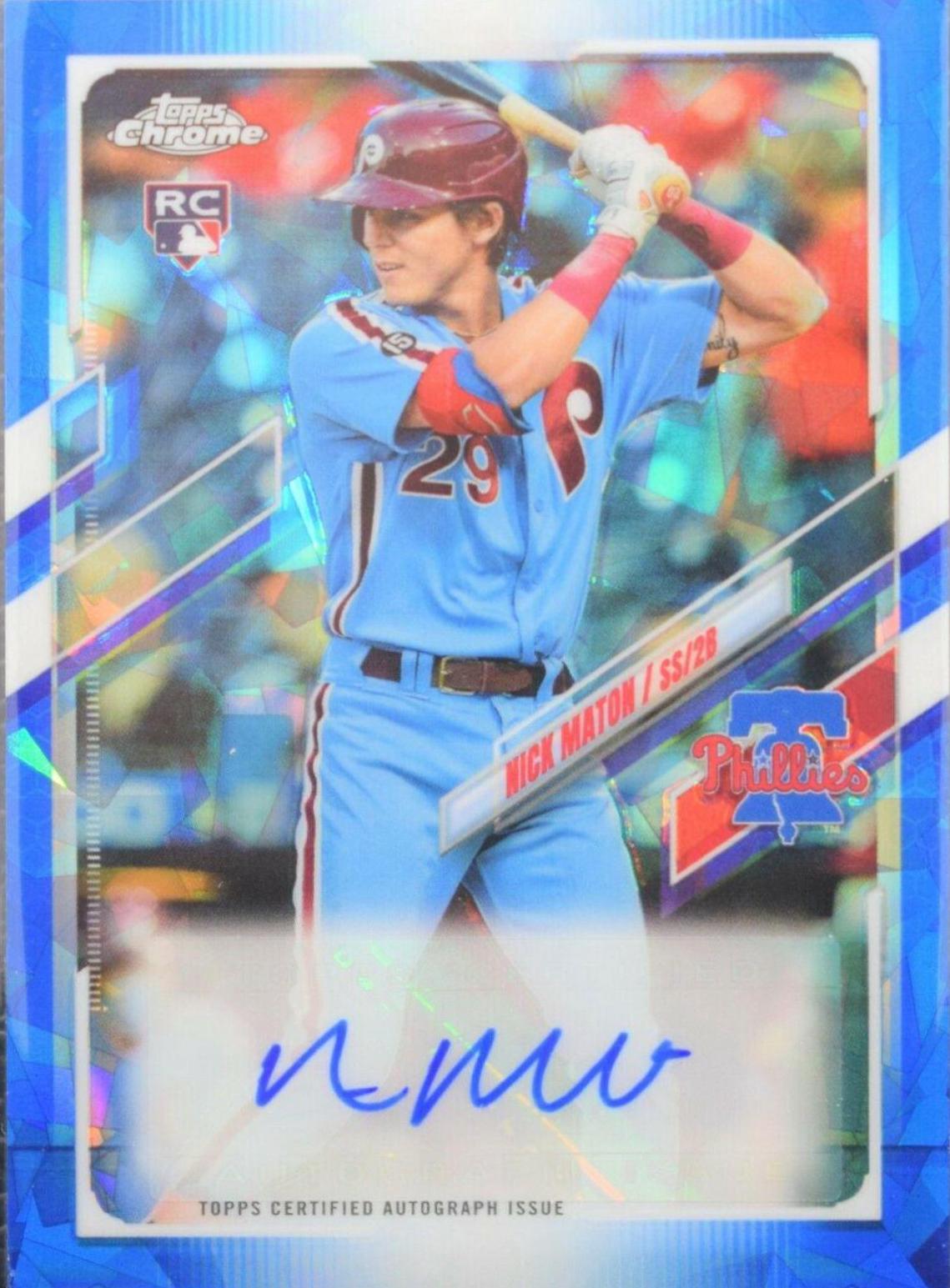 Nick Maton #RA-NMA 2021 Topps Chrome Update Sapphire Rookie Autographs Baseball
