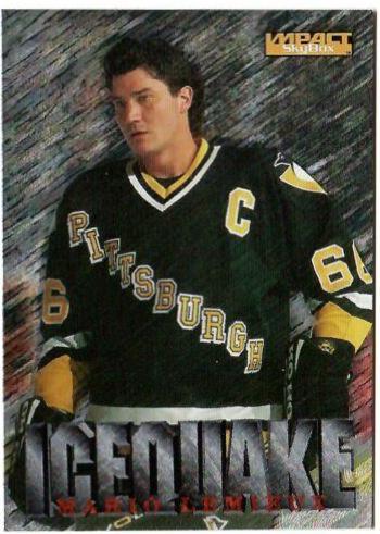 Mario Lemieux #7 Hockey Cards 1995 SkyBox Impact Ice Quake