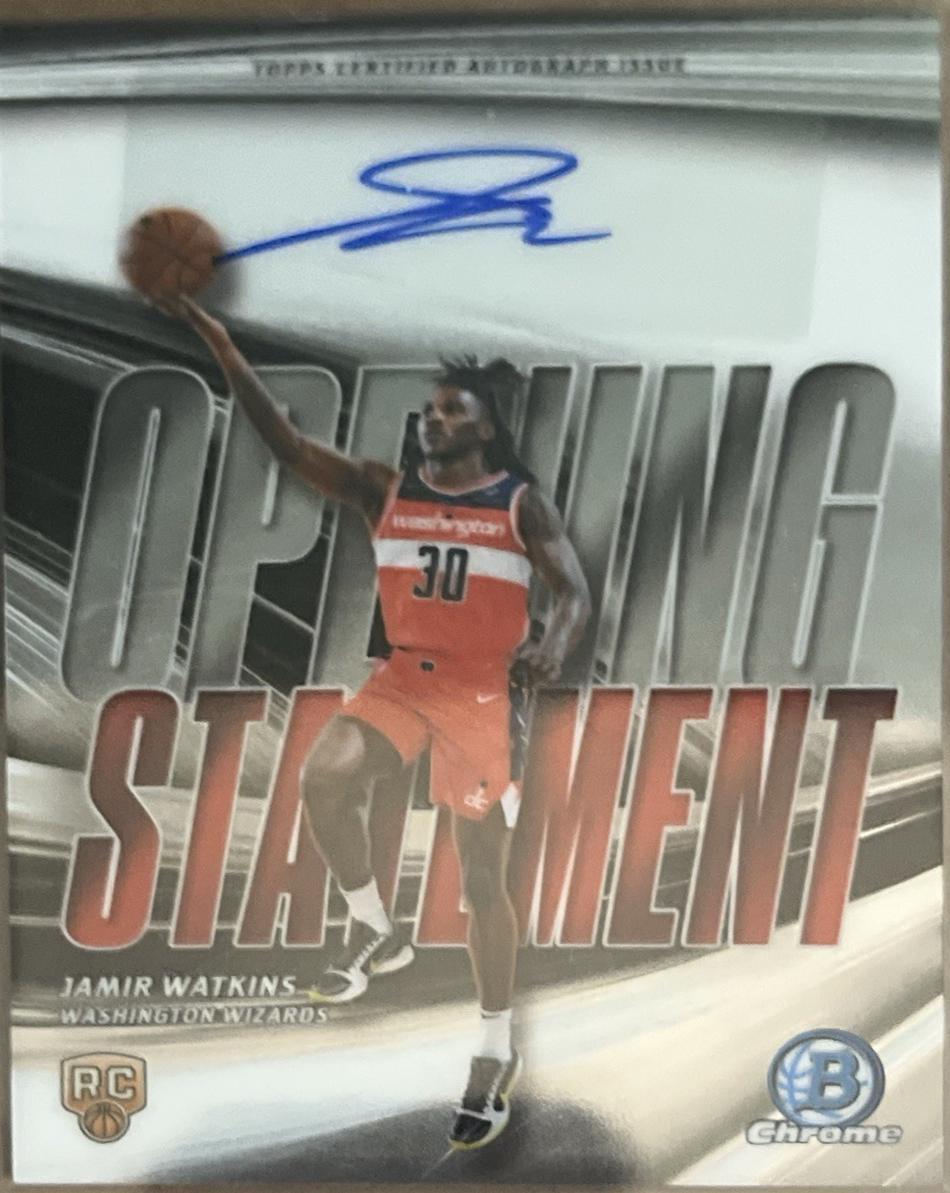 Jamir Watkins #OS-JW 2025-26 Bowman Basketball Opening Statement Signatures