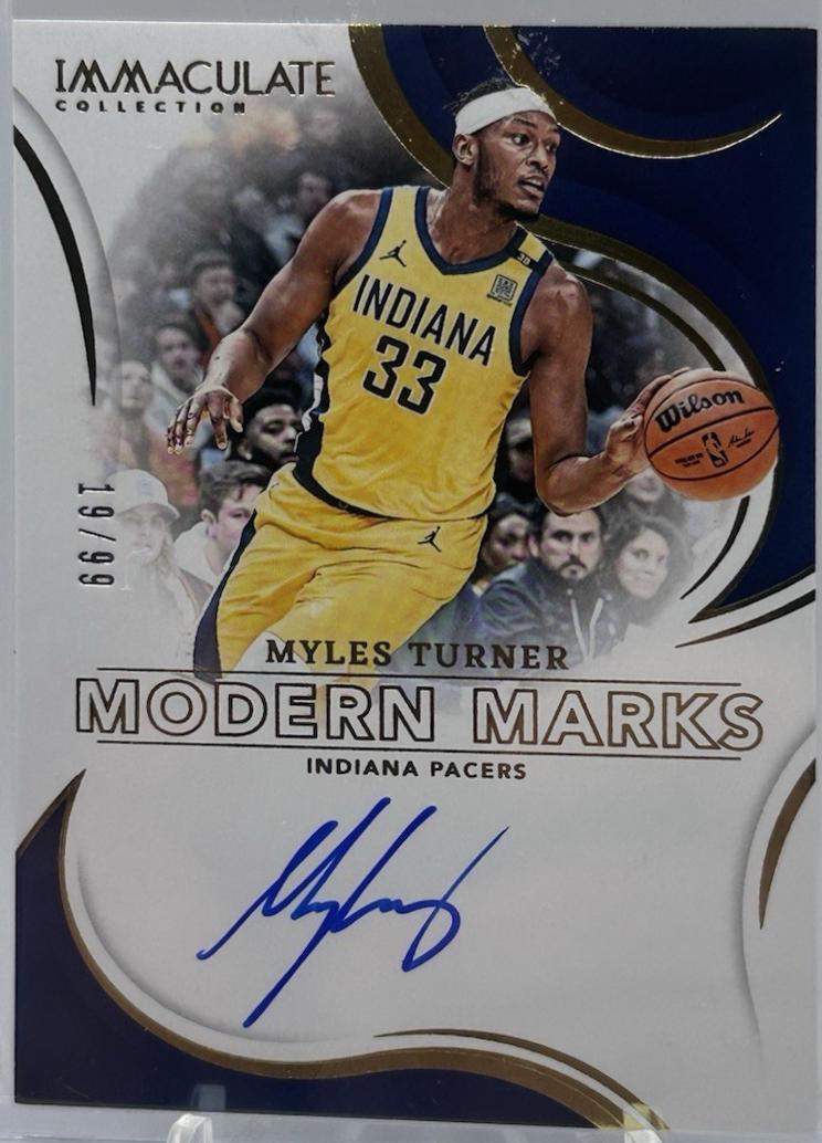 Myles Turner #8 Basketball Cards 2023 Panini Immaculate Modern Marks