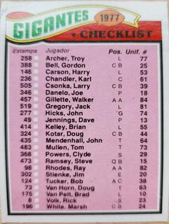 Giants Checklist
