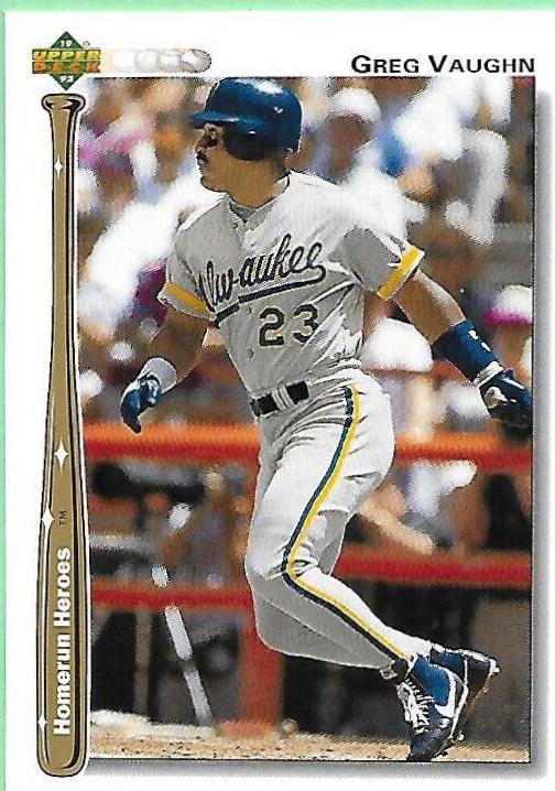 Greg Vaughn #HR20 Baseball Cards 1992 Upper Deck Heroes of Baseball