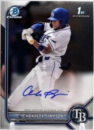 Chandler Simpson #CDA-CSN Baseball Cards 2022 Bowman Draft Chrome Autographs