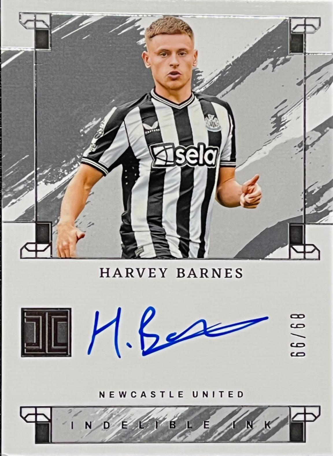 Harvey Barnes #7 Soccer Cards 2023 Panini Impeccable Premier League Indelible Ink