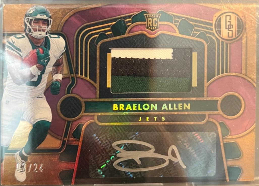 Braelon Allen #14 Football Cards 2024 Panini Gold Standard Rookie Jersey Autographs Triple