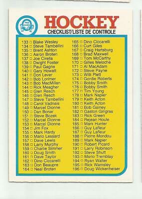 Checklist 133-264 #261 Hockey Cards 1982 O-Pee-Chee