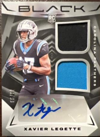 Xavier Legette #RSM-9 Football Cards 2024 Panini Black Rookie Signature Materials