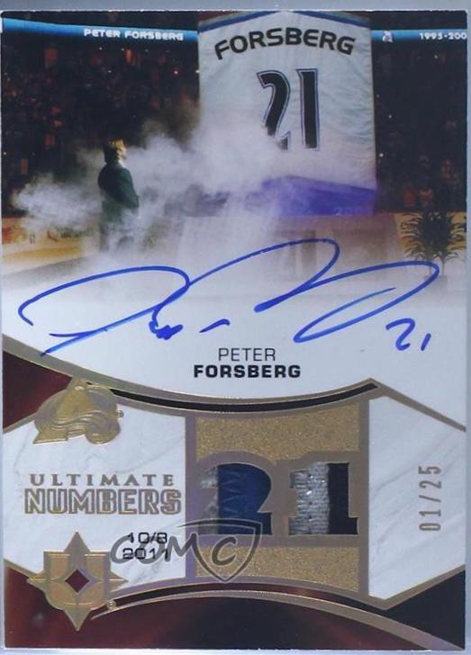 Peter Forsberg #UN-PF Hockey Cards 2021 Ultimate Collection 2020 Update Numbers Patch Autograph