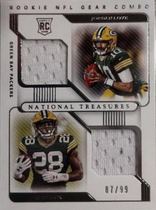 AJ Dillon/Jordan Love #RG-GP Football Cards 2020 Panini National Treasures Rookie NFL Gear Combo Materials
