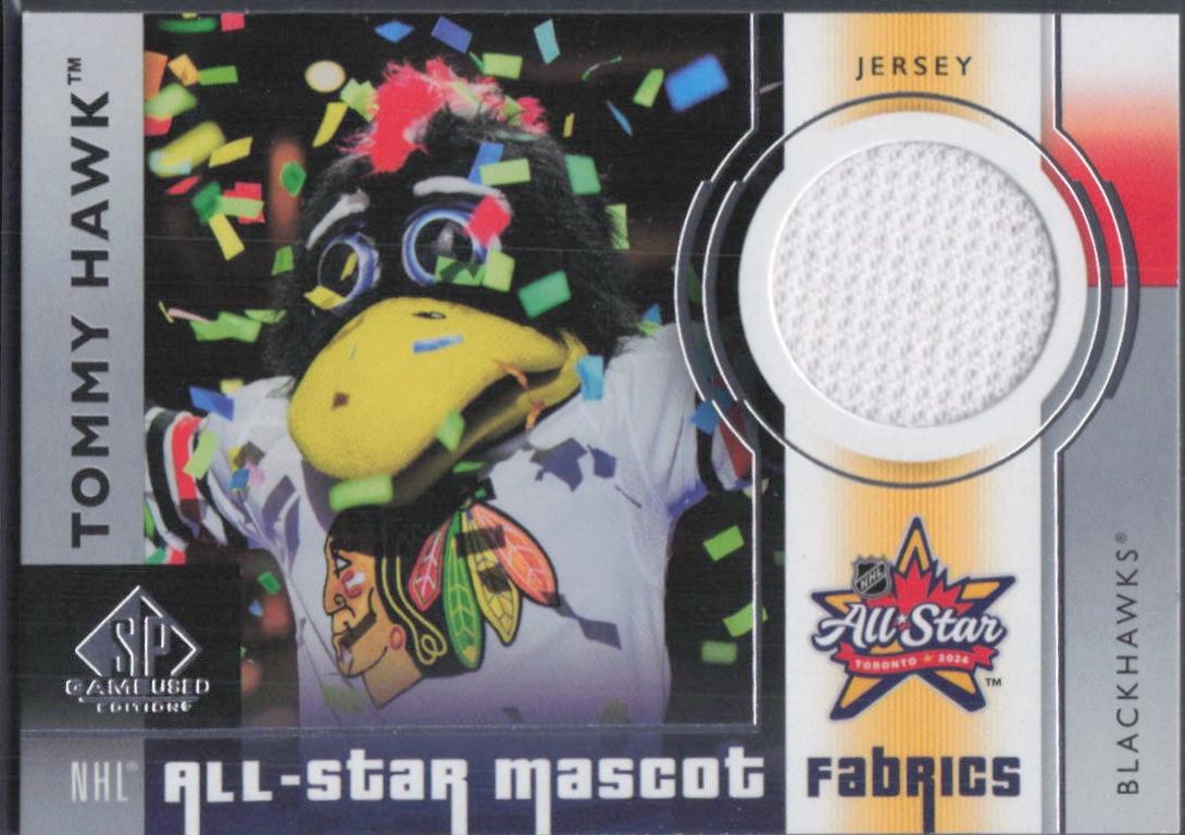 Tommy Hawk #ASMF-4 Hockey Cards 2024 SP Game Used All-Star Mascot Fabrics