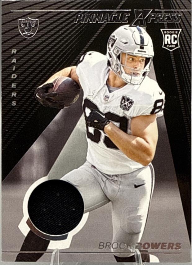 Brock Bowers #PEM-BBS Football Cards 2024 Panini Encore Pinnacle Express Materials