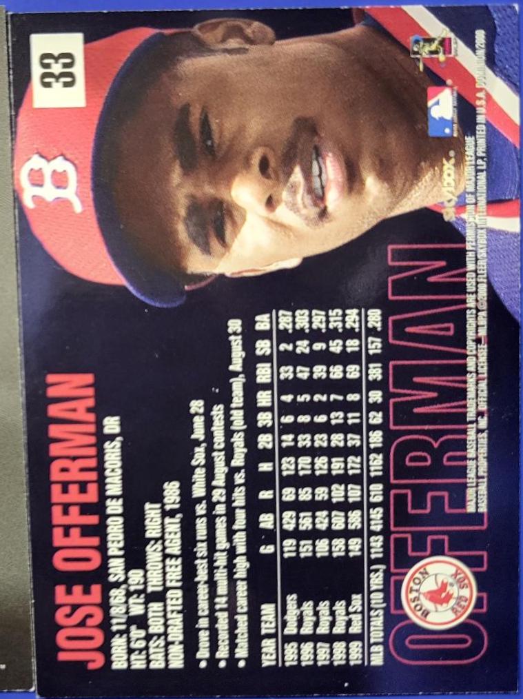 Jose Offerman #33 Baseball Cards 2000 Skybox Dominion