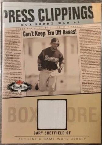 Gary Sheffield #GS-PC Baseball Cards 2003 Fleer Box Score Press Clippings Game Jersey
