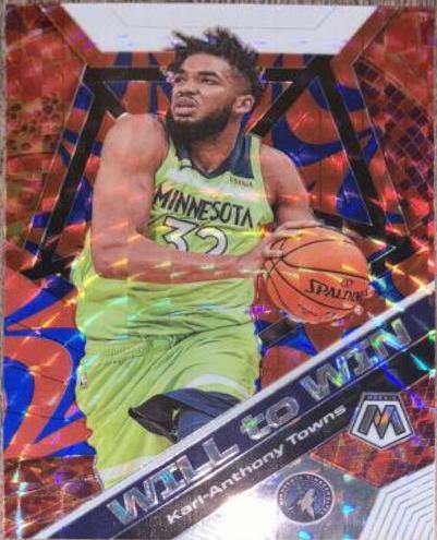 Karl Anthony Towns Reactive Blue #2 Basketball Cards 2019 Panini Mosaic Will to Win