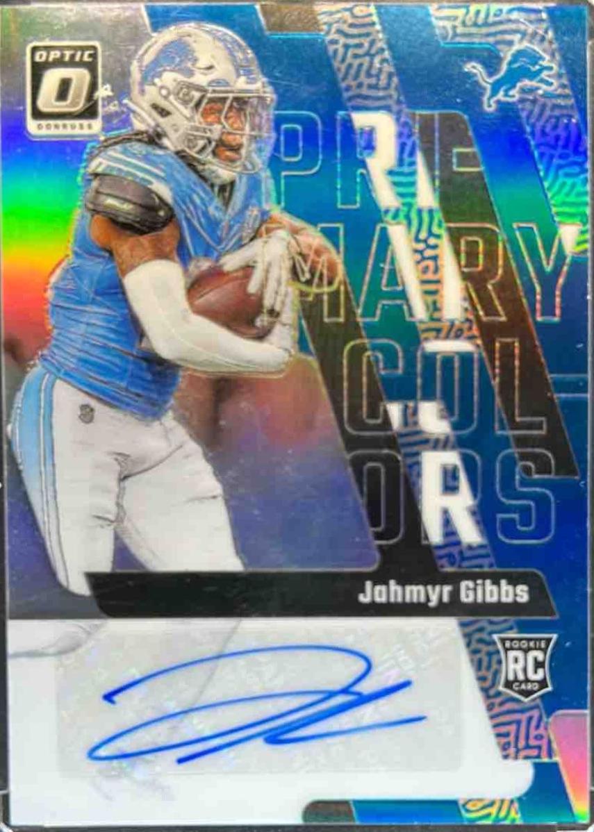 Jahmyr Gibbs #9 2023 Panini Donruss Optic Rookie Primary Colors Autograph Football