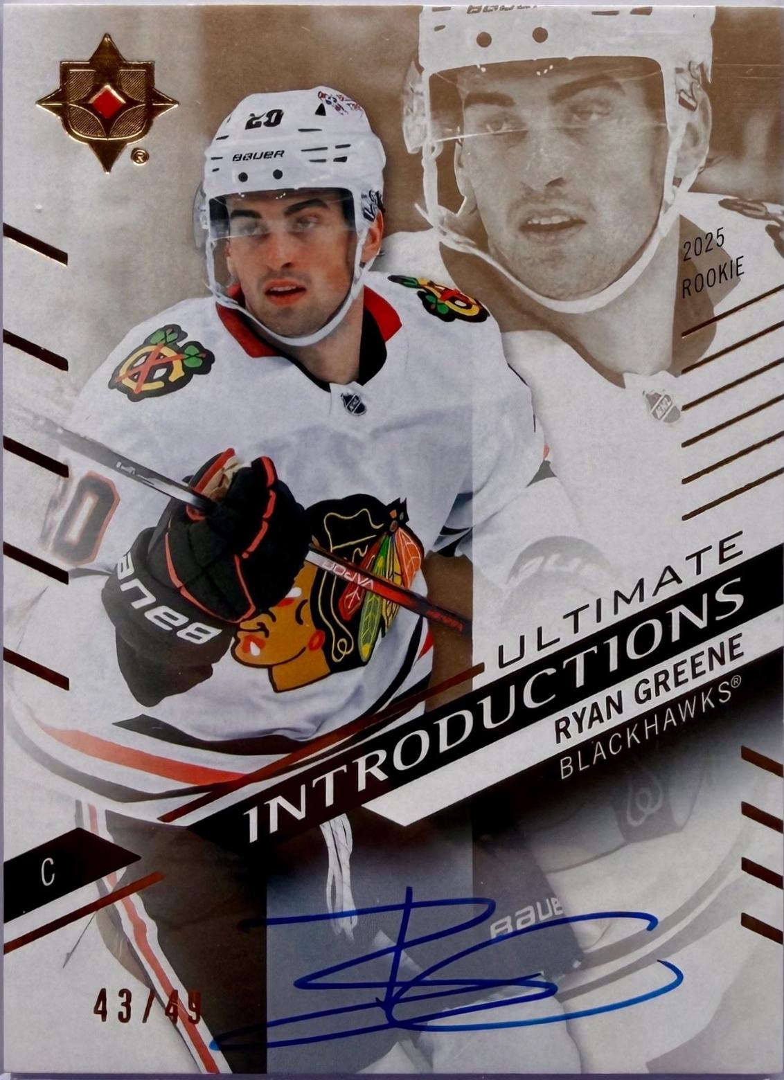 Ryan Greene #UI-RG 2025 Upper Deck Ultimate Collection Introductions Auto Hockey