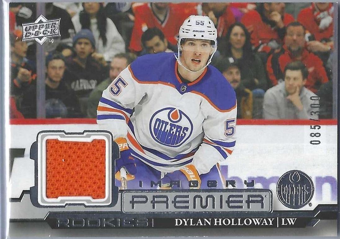 Dylan Holloway #PDJR-DH Hockey Cards 2022 Upper Deck Premier Dynamic Imagery Rookies Jersey