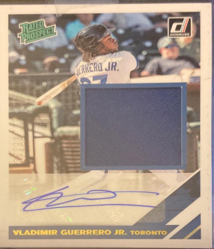 Vladimir Guerrero Jr #RPMS-VG Baseball Cards 2019 Panini Donruss Rated Prospect Material Signatures