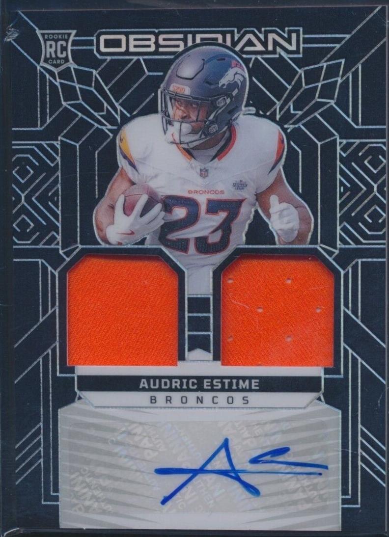 Audric Estime #RMI-AEE Football Cards 2024 Panini Obsidian Rookie Materials Ink