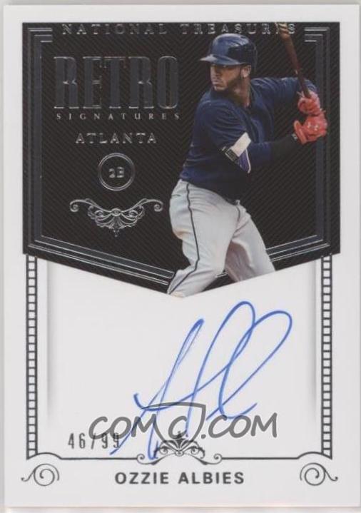 Ozzie Albies #RS-OZ Baseball Cards 2018 Panini National Treasures Retro Signatures