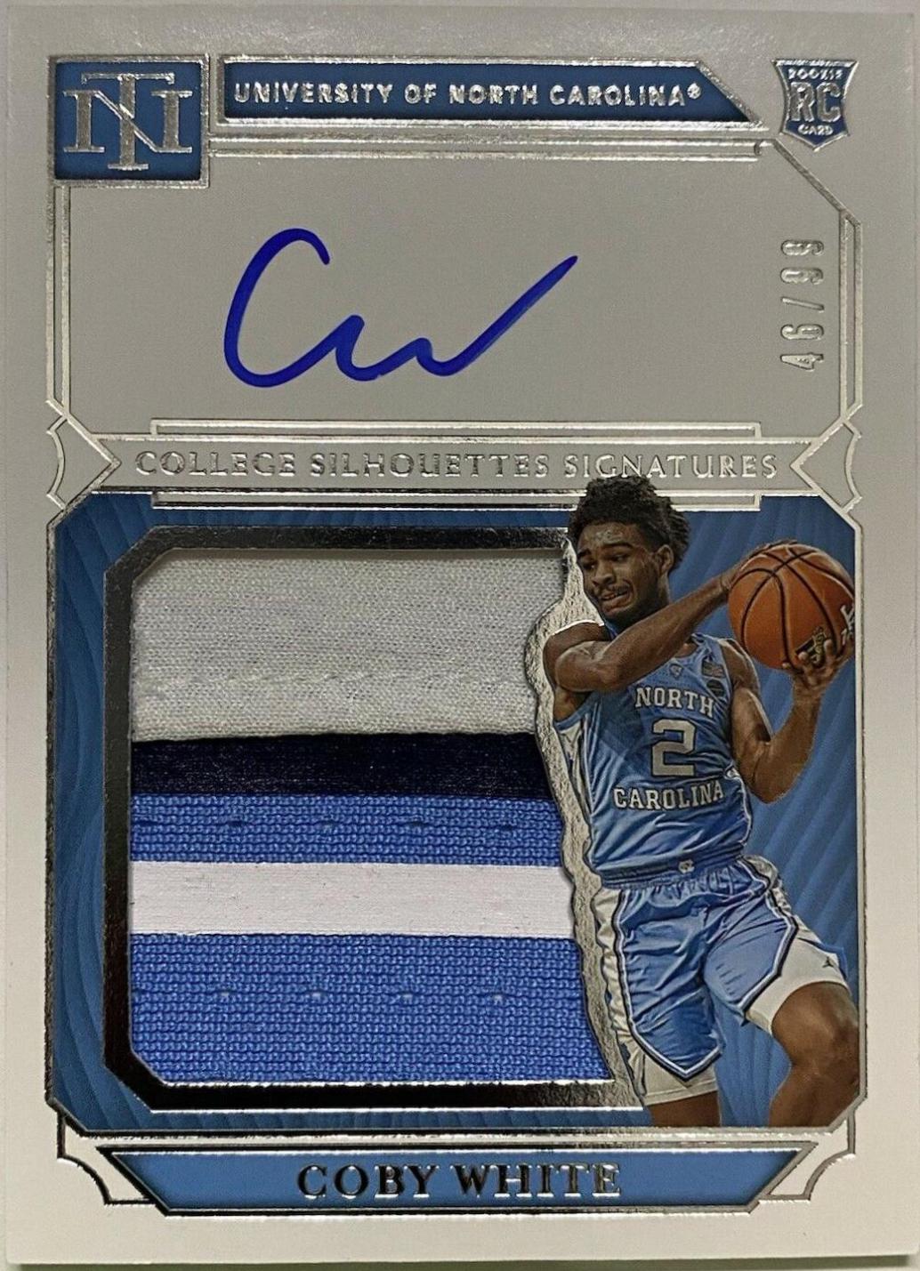Coby White #88 Basketball Cards 2019 Panini National Treasures Collegiate Silhouettes Signatures