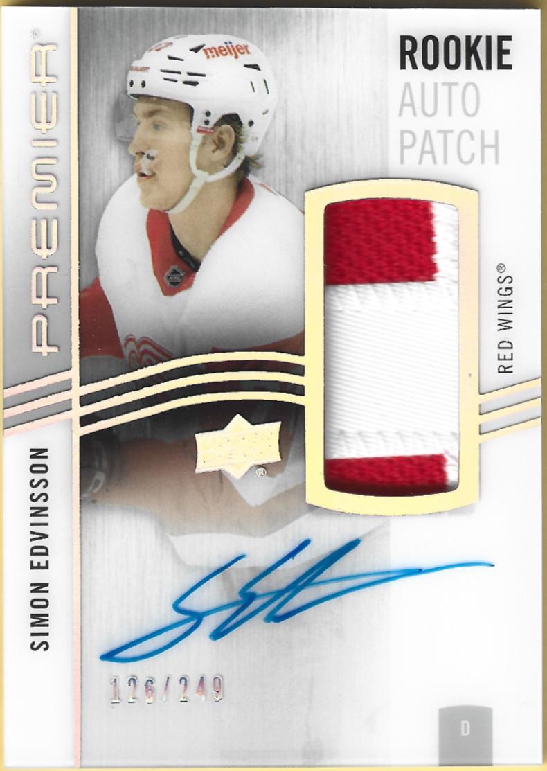 Simon Edvinsson #AR-SE 2023 Upper Deck Premier Acetate Rookie Auto Patch Hockey