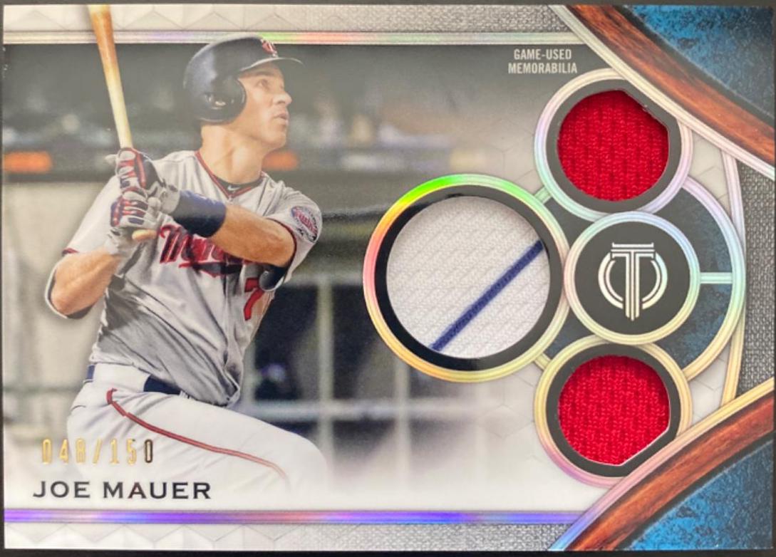 Joe Mauer #TTR-JM Baseball Cards 2021 Topps Tribute Triple Relics