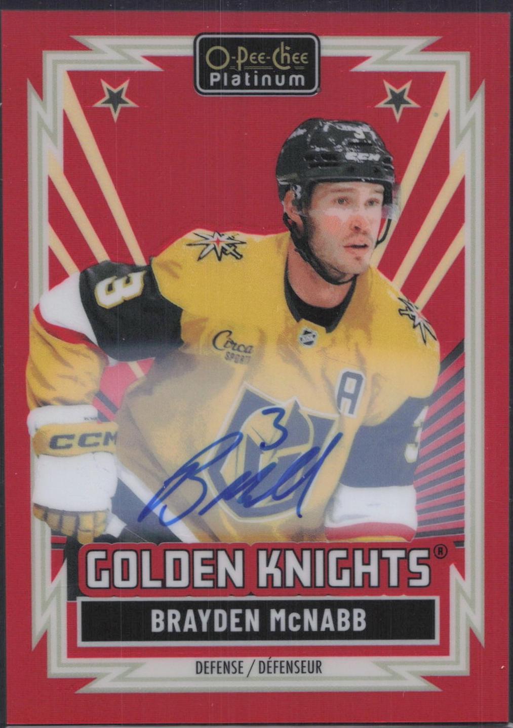 Brayden McNabb #R-27 2025 O Pee Chee Platinum Retro Red Autograph Hockey