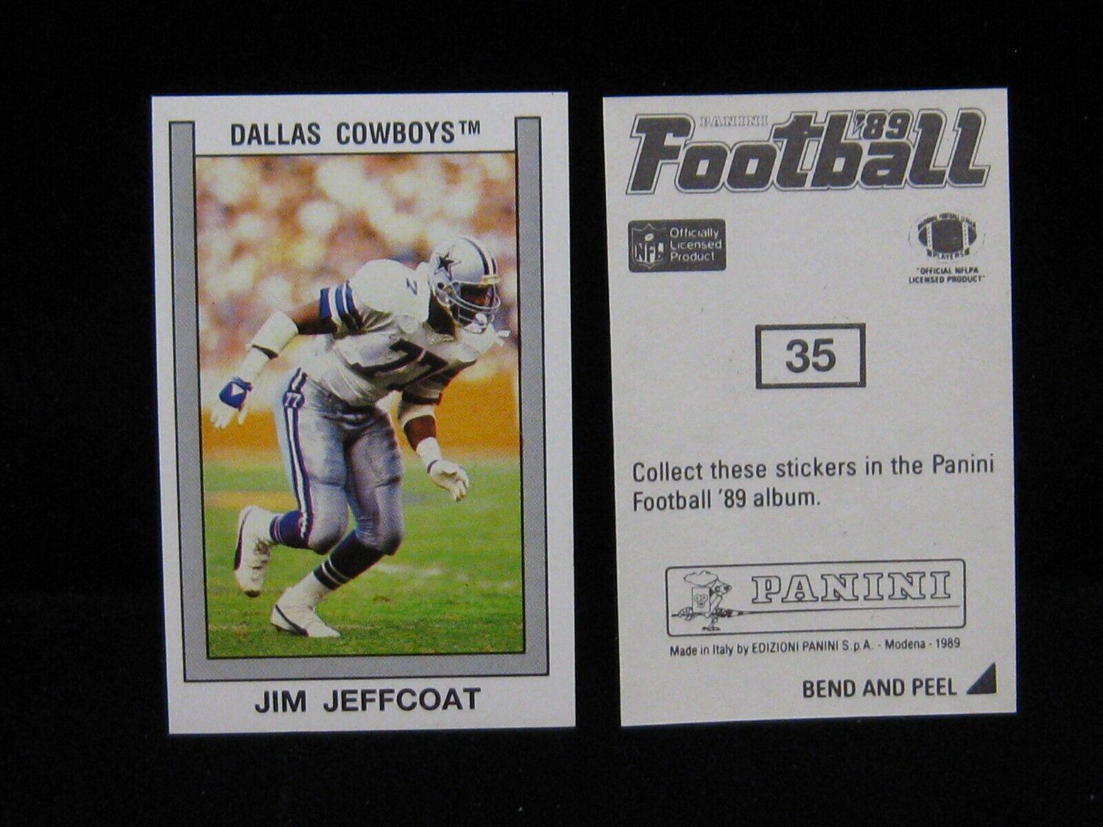 Jim Jeffcoat #35 Football Cards 1989 Panini Sticker
