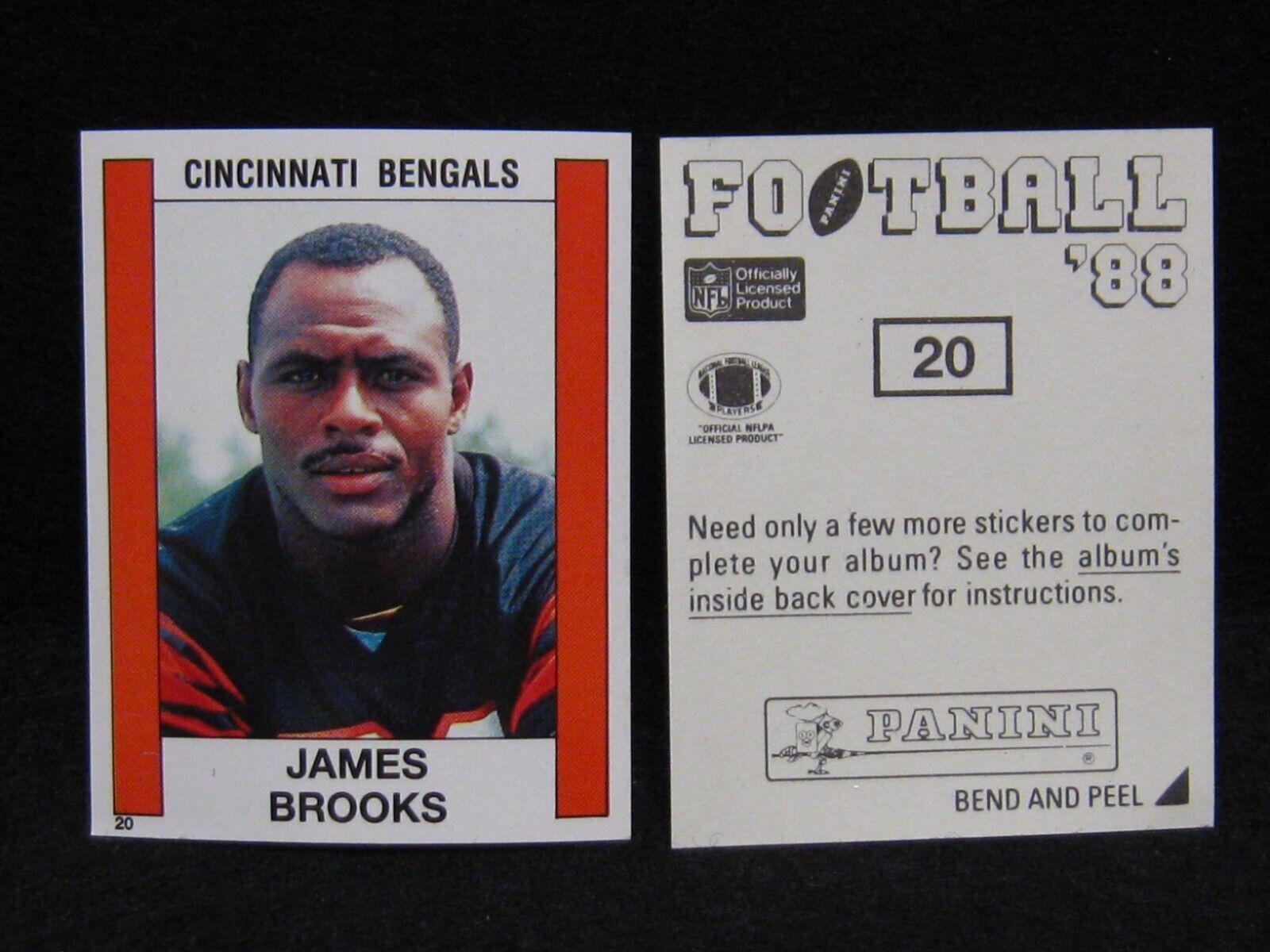 James Brooks #20 Football Cards 1988 Panini Sticker