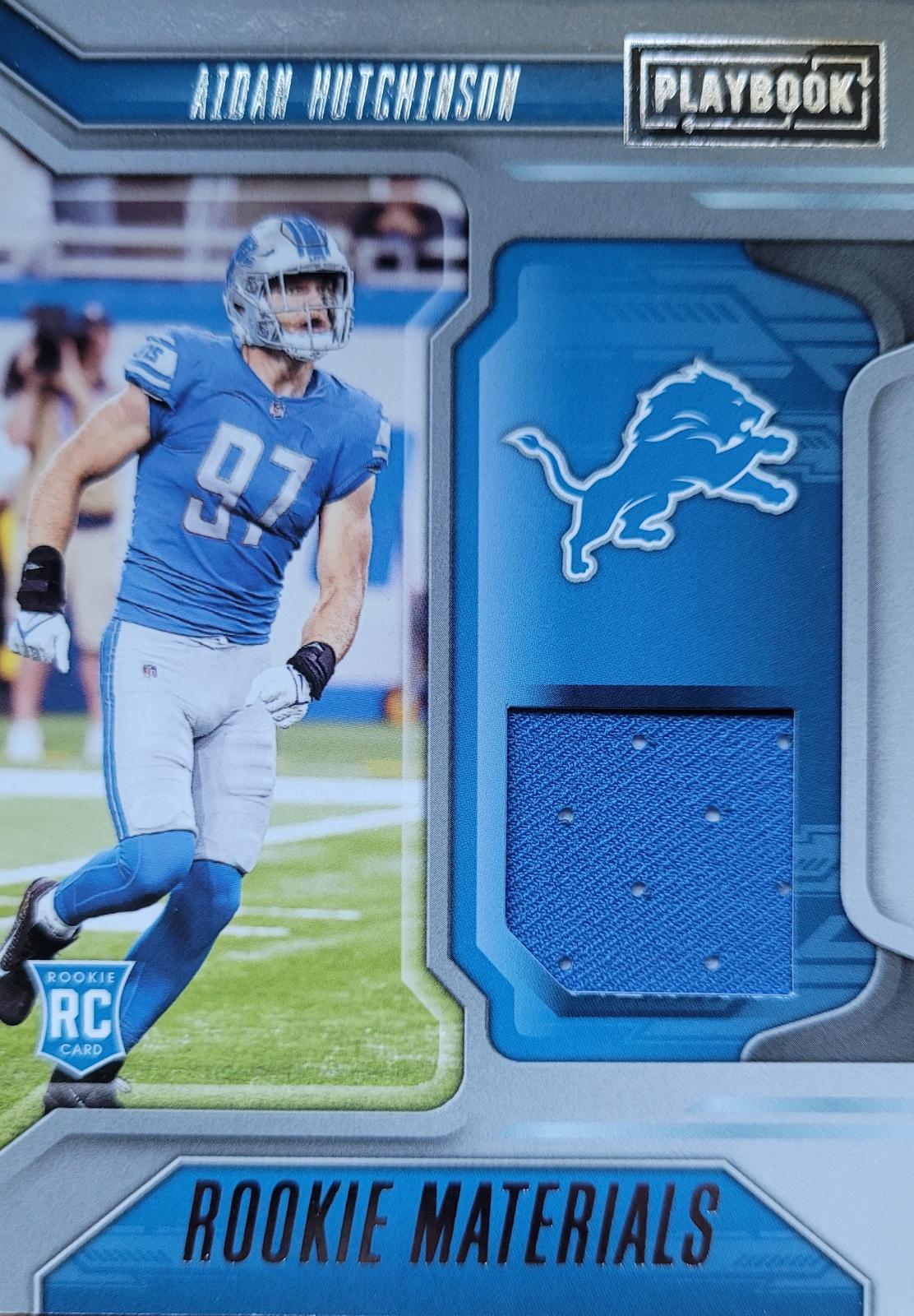 Aidan Hutchinson #RM-13 Football Cards 2022 Panini Playbook Rookie Materials
