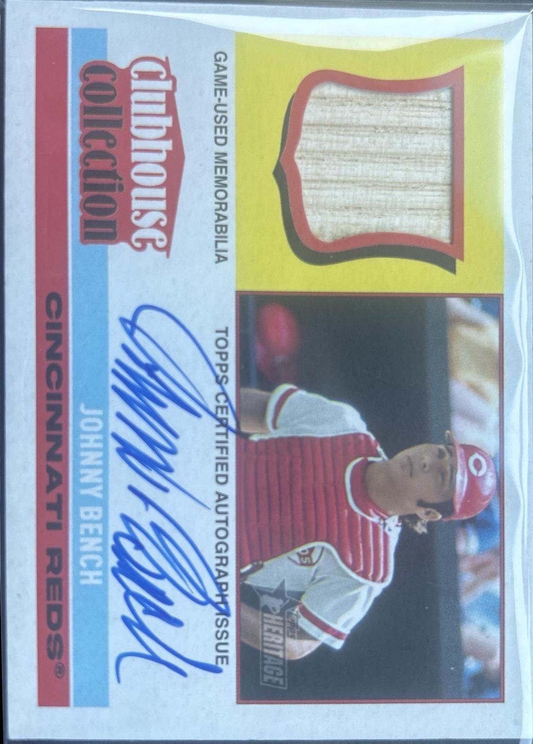 Johnny Bench #CCAR-JB Baseball Cards 2025 Topps Heritage Clubhouse Collection Autograph Relic