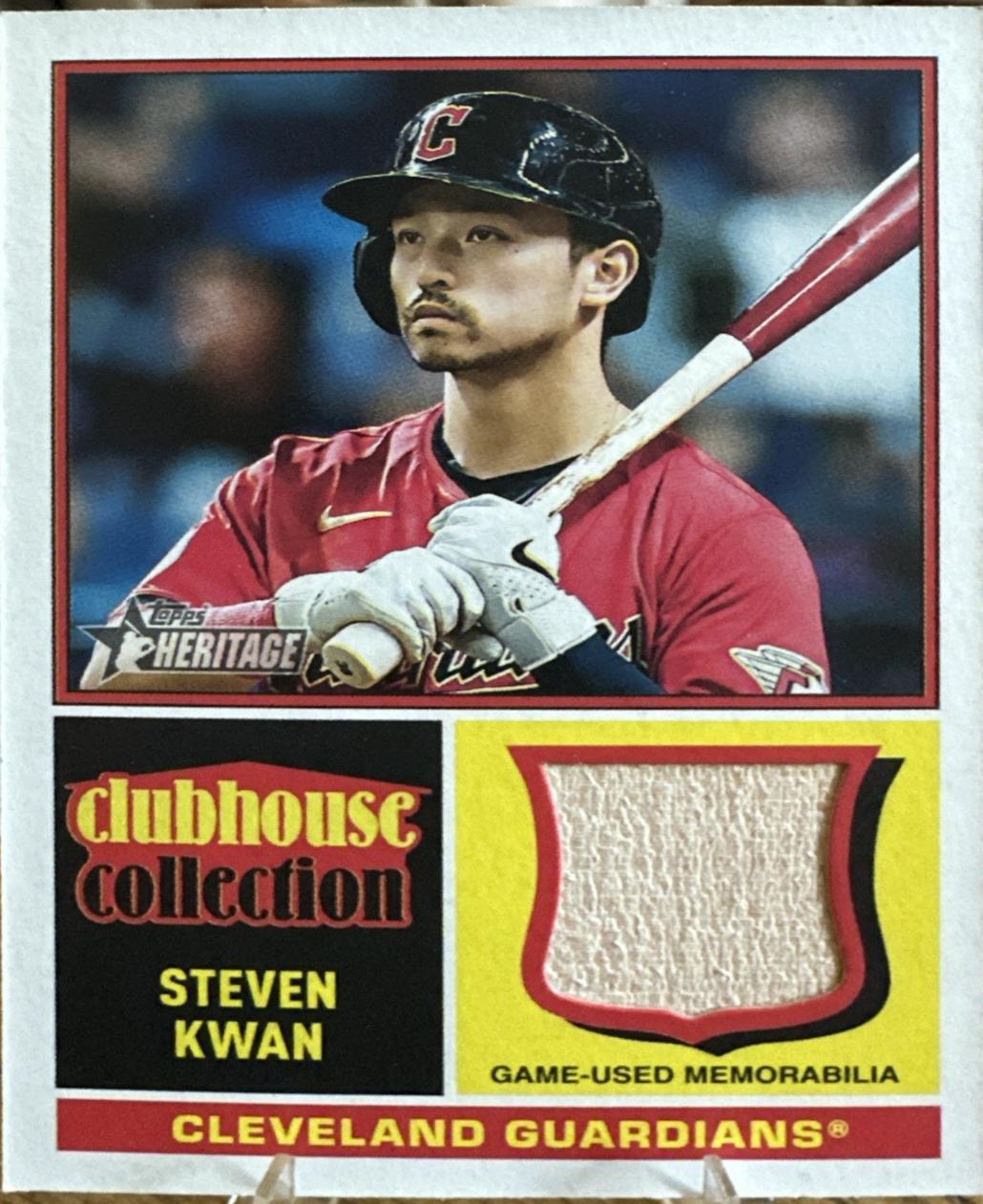 Steven Kwan #CCR-SK Baseball Cards 2025 Topps Heritage Clubhouse Collection Relic