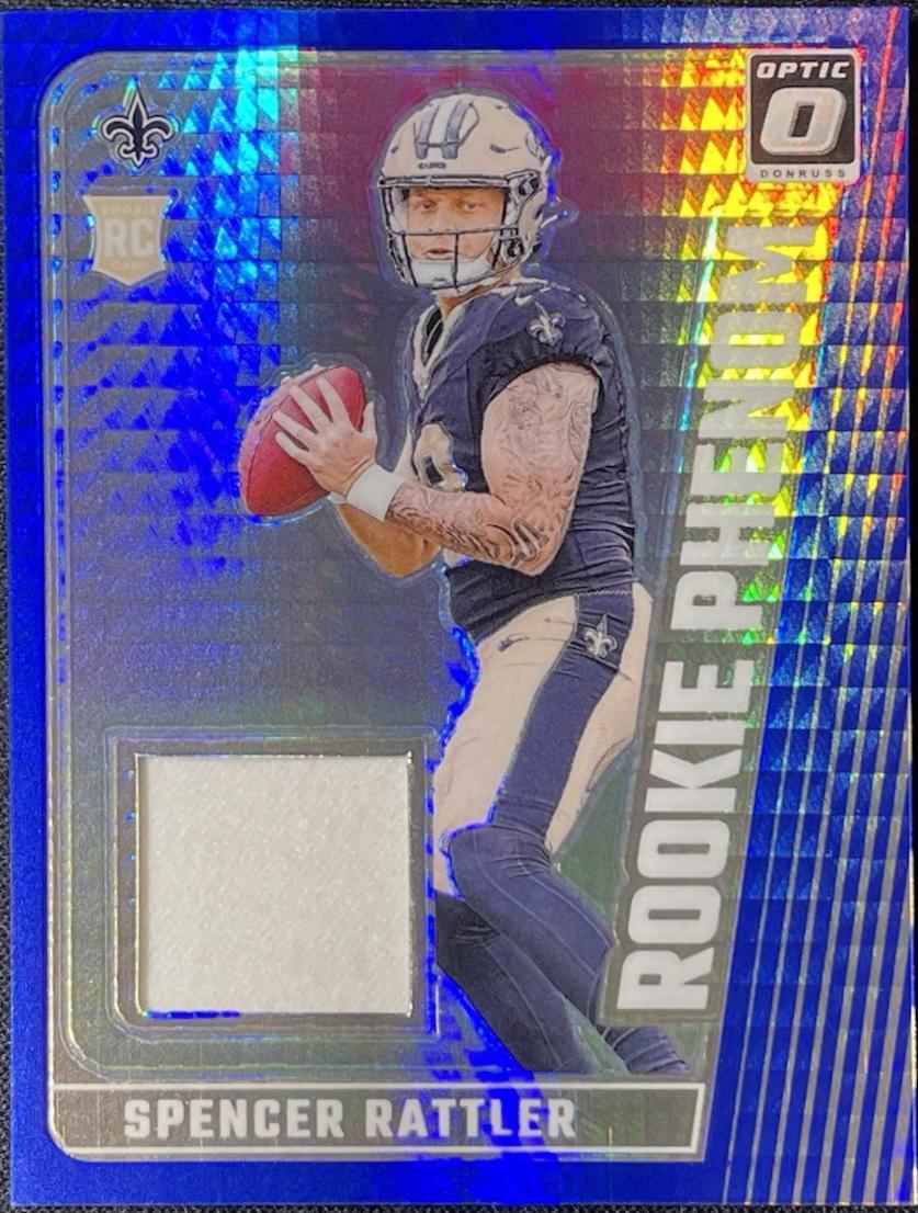 Spencer Rattler #RPB-SRR Football Cards 2024 Panini Donruss Optic Rookie Phenom Blue Hyper