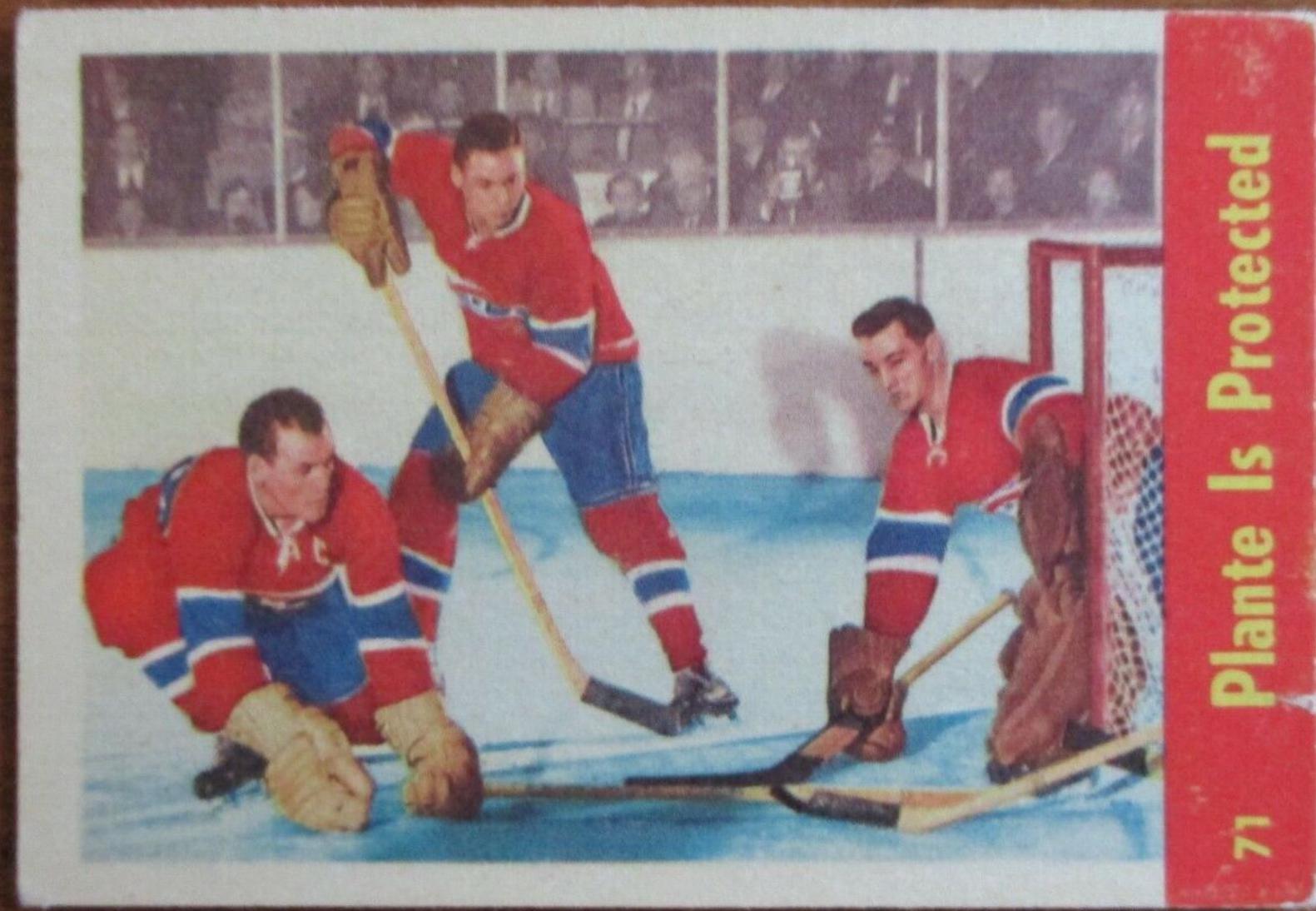 Plante Is Protected #71 Hockey Cards 1955 Parkhurst Quaker Oats