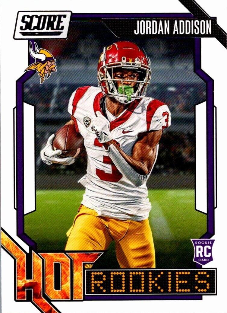 Jordan Addison #8 Football Cards 2023 Panini Score Hot Rookies