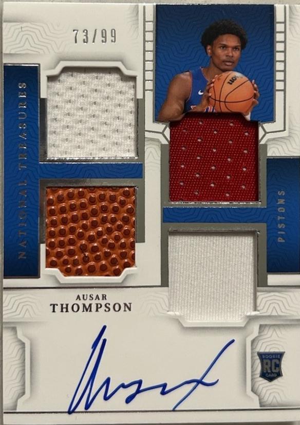 Ausar Thompson #RMQ-AUS Basketball Cards 2023 Panini National Treasures Rookie Materials Autographs Quad