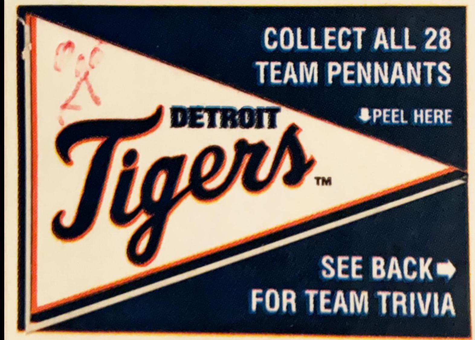 Detroit Tigers Baseball Cards 1993 Cracker Jack 1915 Replicas Team Pennant Stickers