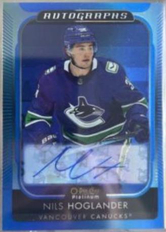 Nils Hoglander #BA-HO Hockey Cards 2021 O-Pee-Chee Platinum Blue Rainbow Autographs