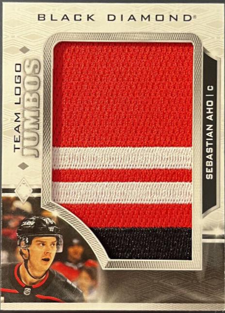 Sebastian Aho #TL-SA Hockey Cards 2023 Upper Deck Black Diamond Team Logo Jumbo Patch