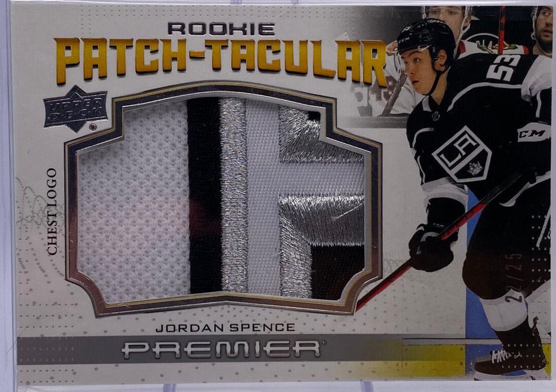 Jordan Spence #RPT-JS 2022 Upper Deck Premier Rookie Patch Taculars Hockey