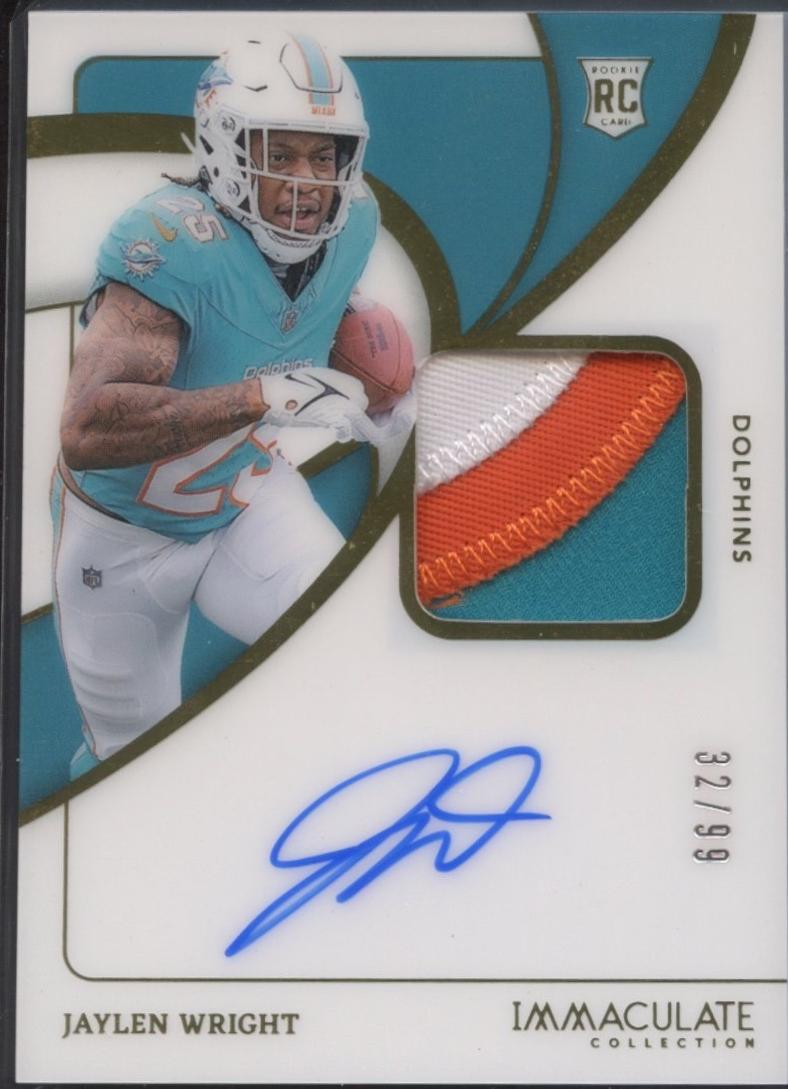 Jaylen Wright #28 2024 Panini Immaculate Signature Patch Rookie Football